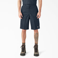 "Loose Fit Flat Front Work Shorts, 13"""