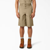 "Loose Fit Flat Front Work Shorts, 13"""