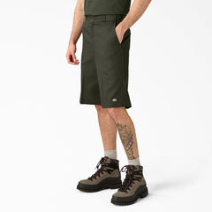 "Loose Fit Flat Front Work Shorts, 13"""