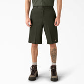 "Loose Fit Flat Front Work Shorts, 13"""