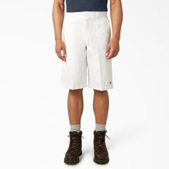 "Loose Fit Flat Front Work Shorts, 13"""