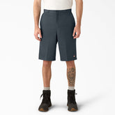 "Loose Fit Flat Front Work Shorts, 13"""