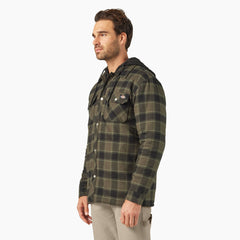 "Water Repellent Flannel Hooded Shirt Jacket"