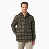 "Water Repellent Flannel Hooded Shirt Jacket"