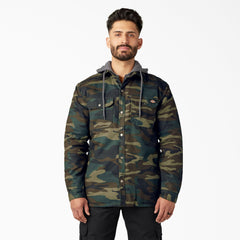 "Water Repellent Duck Hooded Shirt Jacket"