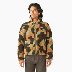 "Relaxed Fit High Pile Fleece Camo Jacket"