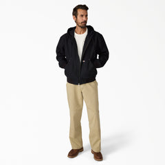"Unlined Canvas Hooded Bomber"