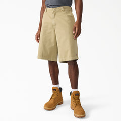 "Worn In Loose Work Shorts, 13"""