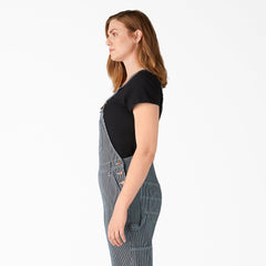 "Women's Hickory Stripe Boyfriend Fit Bib Overalls"