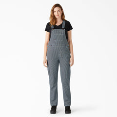 "Women's Hickory Stripe Boyfriend Fit Bib Overalls"