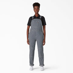 "Women's Hickory Stripe Double Knee Bib Overalls"