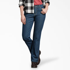 "Women's Denim Flannel Lined Relaxed Fit Jeans"