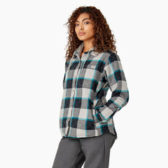 "Women's Flannel Hooded Shirt Jacket"