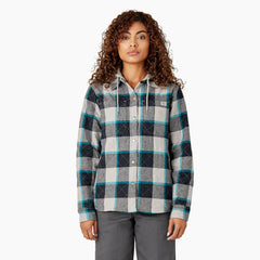 "Women's Flannel Hooded Shirt Jacket"