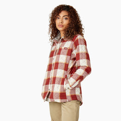 "Women's Flannel Hooded Shirt Jacket"