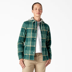 "Women's Flannel Hooded Shirt Jacket"