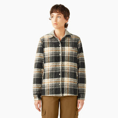 "Women's Flannel Hooded Shirt Jacket"