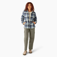 "Women's Flannel Hooded Shirt Jacket"