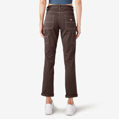 "Women's Slim Straight Fit Roll Hem Carpenter Pants"