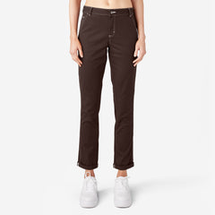"Women's Slim Straight Fit Roll Hem Carpenter Pants"