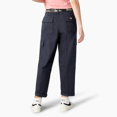 "Women's Relaxed Fit Contrast Stitch Cropped Cargo Pants"