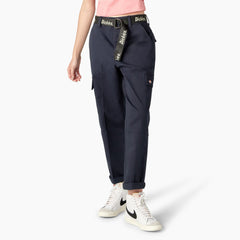 "Women's Relaxed Fit Contrast Stitch Cropped Cargo Pants"
