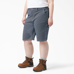 "Women's Plus Hickory Stripe Carpenter Shorts"