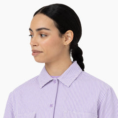 "Women's Hickory Stripe Cropped Work Shirt"