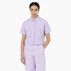 "Women's Hickory Stripe Cropped Work Shirt"