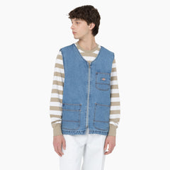"Denim Zip Front Vest"