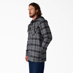 "Water Repellent Flannel Hooded Shirt Jacket"