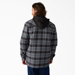 "Water Repellent Flannel Hooded Shirt Jacket"