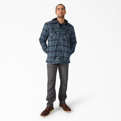 "Water Repellent Flannel Hooded Shirt Jacket"