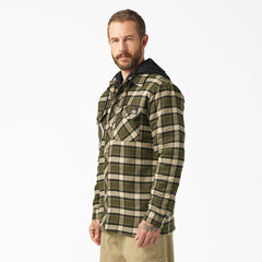"Water Repellent Flannel Hooded Shirt Jacket"