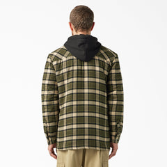 "Water Repellent Flannel Hooded Shirt Jacket"