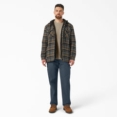 "Water Repellent Flannel Hooded Shirt Jacket"