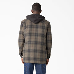 "Water Repellent Flannel Hooded Shirt Jacket"