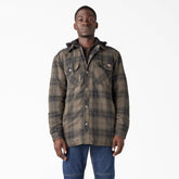 "Water Repellent Flannel Hooded Shirt Jacket"