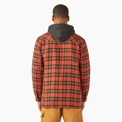 "Water Repellent Flannel Hooded Shirt Jacket"