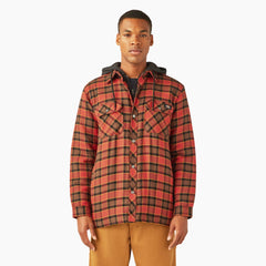 "Water Repellent Flannel Hooded Shirt Jacket"