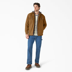 "Water Repellent Duck Hooded Shirt Jacket"