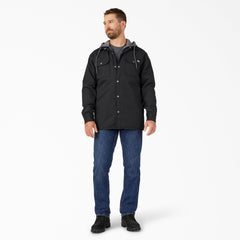 "Water Repellent Duck Hooded Shirt Jacket"