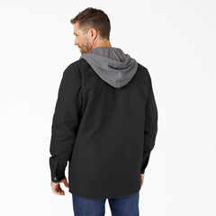 "Water Repellent Duck Hooded Shirt Jacket"
