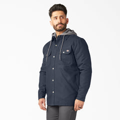 "Water Repellent Duck Hooded Shirt Jacket"