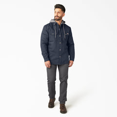 "Water Repellent Duck Hooded Shirt Jacket"
