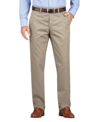 "Regular Fit Tapered Leg Flat Front Khaki Pants"