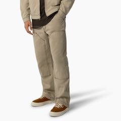 "Relaxed Fit Contrast Stitch Double Knee Duck Pants"