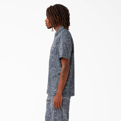 "Twill Button-Up Short Sleeve Work Shirt"