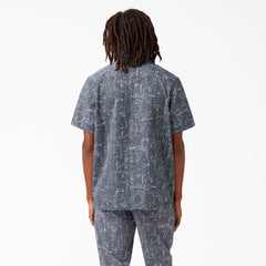 "Twill Button-Up Short Sleeve Work Shirt"