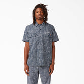 "Twill Button-Up Short Sleeve Work Shirt"